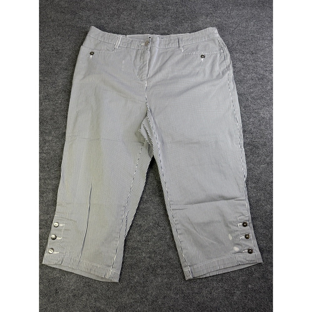 Karen Scott Comfort Capri Pants 16W White & Blue Summer‎ Casual Vacation